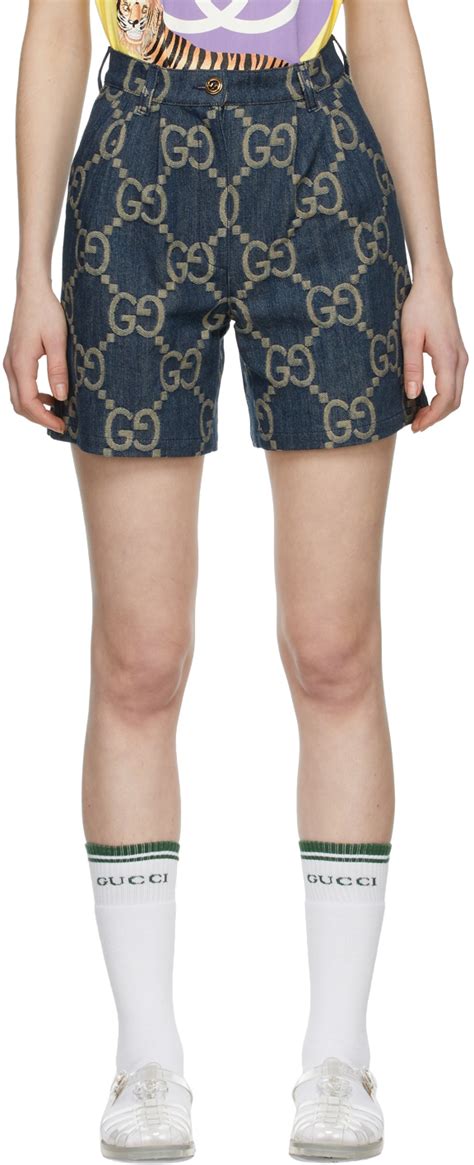 gucci logo print shorts|Gucci denim shorts.